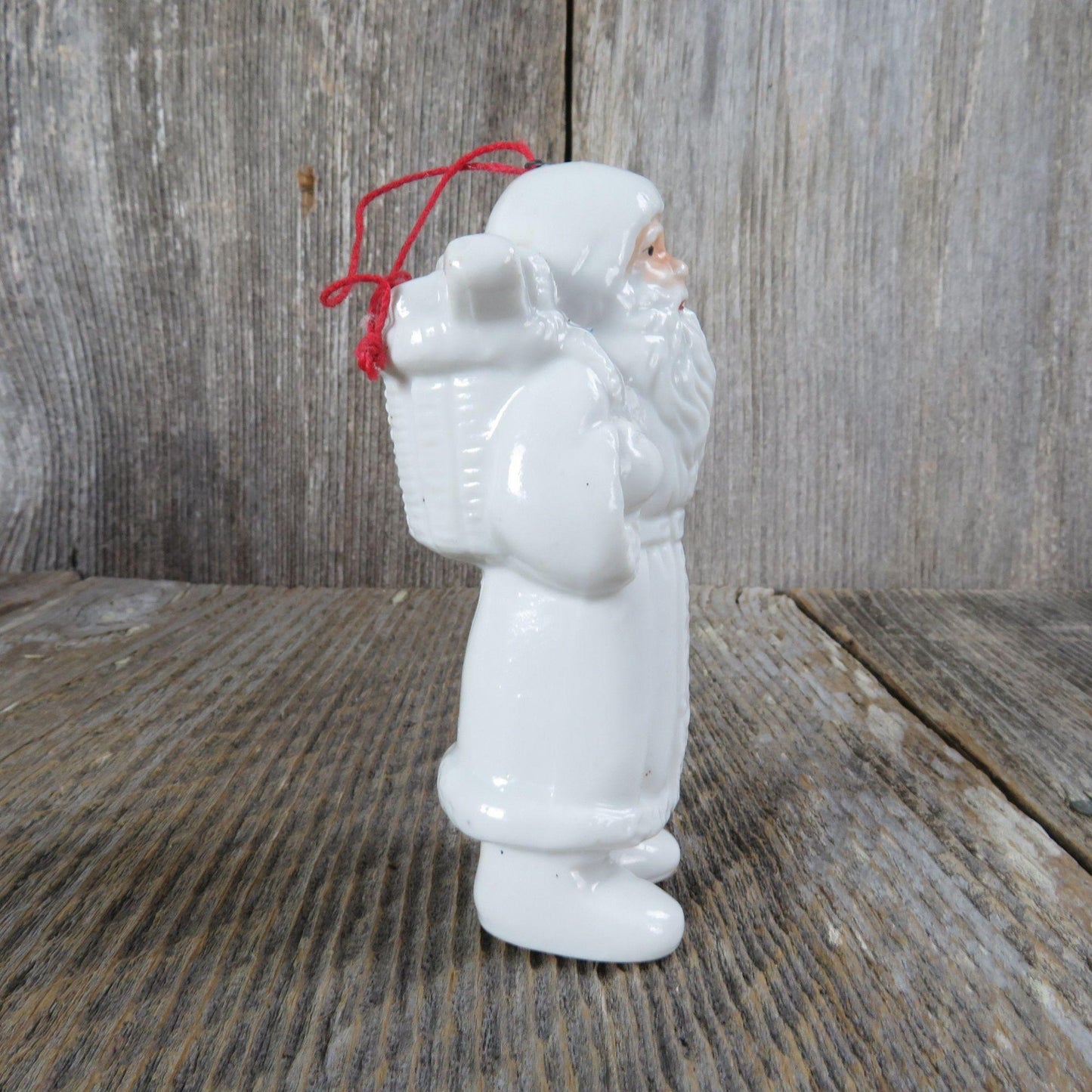 Vintage White Santa Ornament Father Christmas St. Nick Porcelain Ceramic Midwest Cannon Falls Taiwan