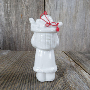 Vintage White Santa Ornament Father Christmas St. Nick Porcelain Ceramic Midwest Cannon Falls Taiwan