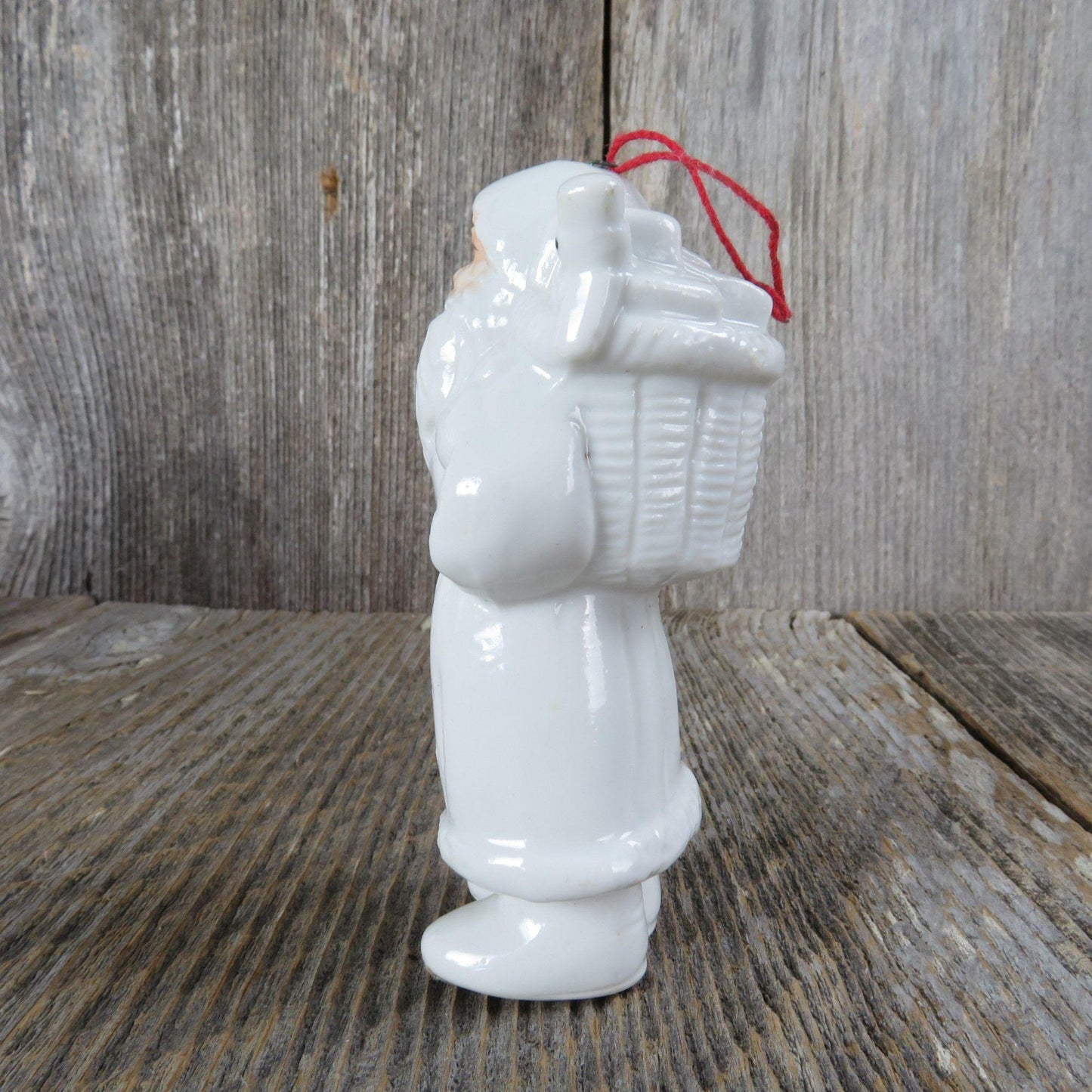 Vintage White Santa Ornament Father Christmas St. Nick Porcelain Ceramic Midwest Cannon Falls Taiwan