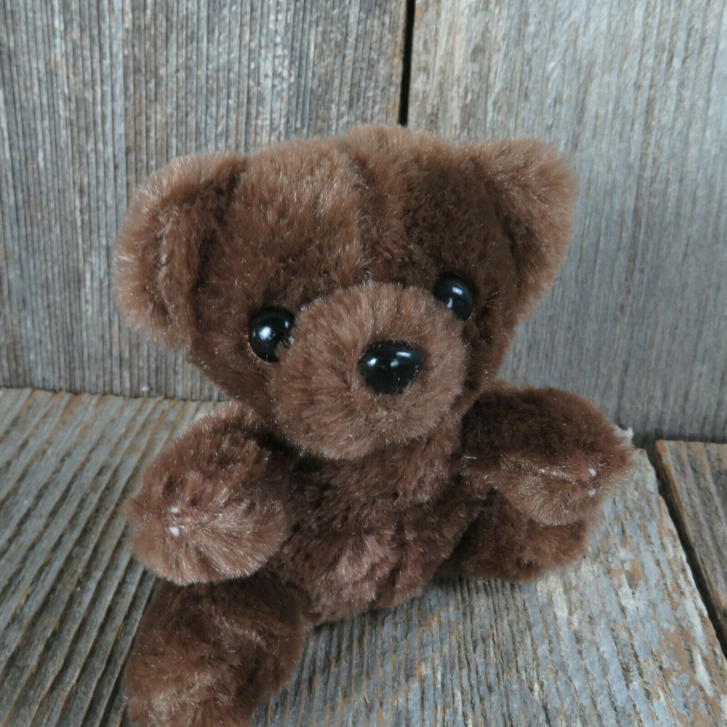 Baby Teddy Bear Plush Tiny Dark Brown Plastic Nose Eyes Stuffed Animal