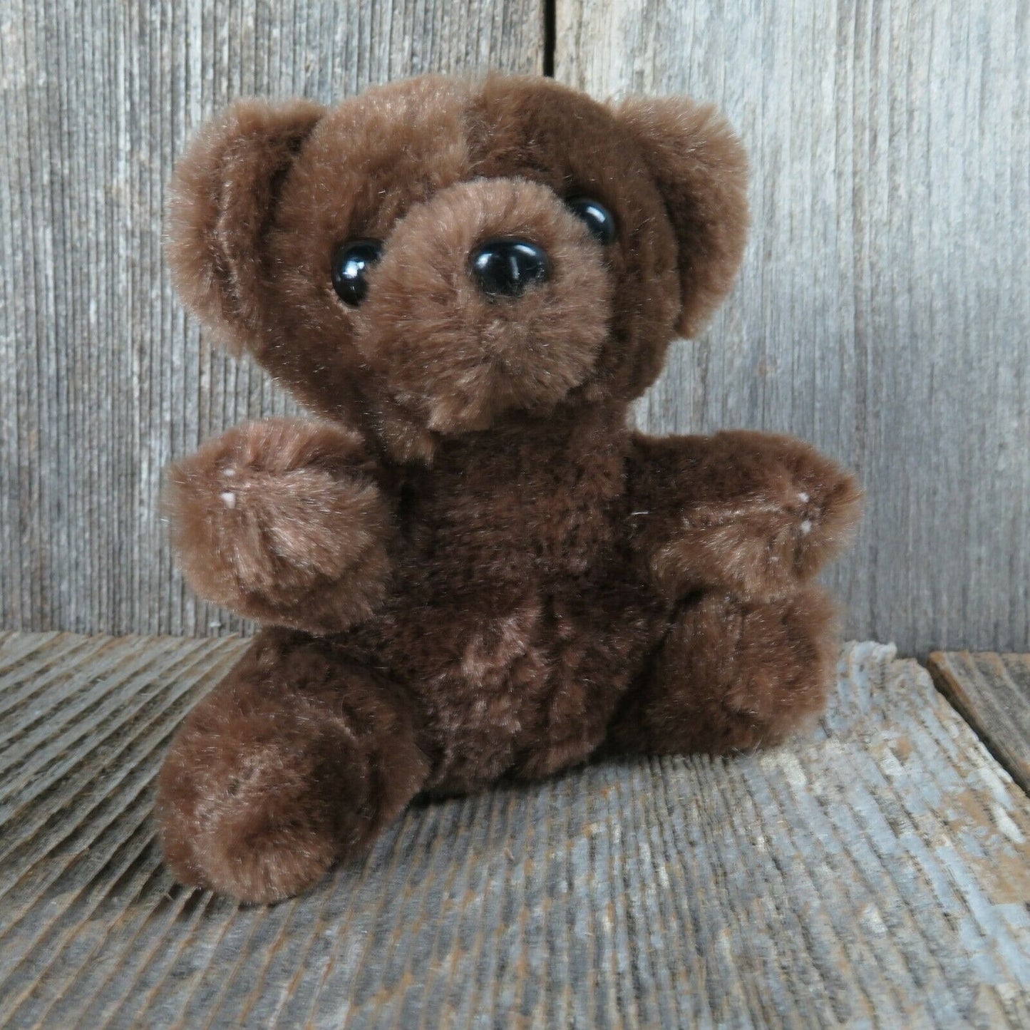 Baby Teddy Bear Plush Tiny Dark Brown Plastic Nose Eyes Stuffed Animal