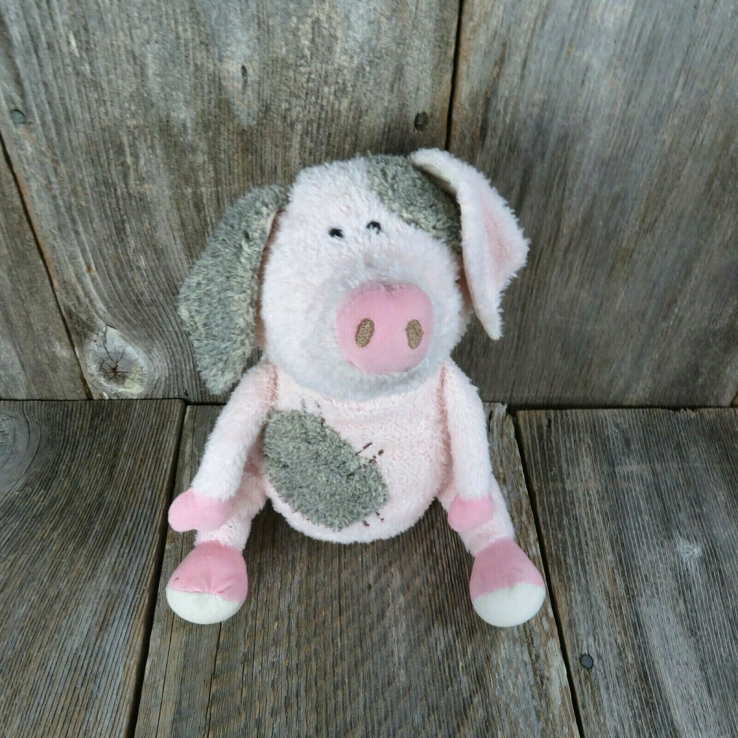 Pig Plush People Pals Patch Pink Grey Stuffed Animal Cartoon Weighted