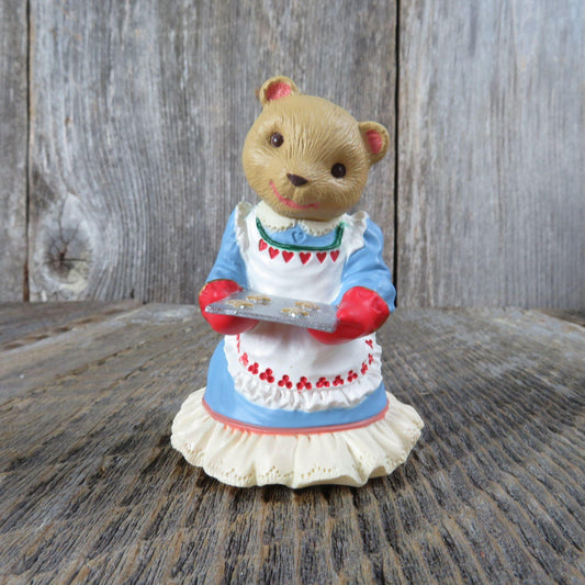 Vintage Mama Bearingers Ornament Bear Lady Cookies Hallmark Christmas Blue Dress Apron 1993