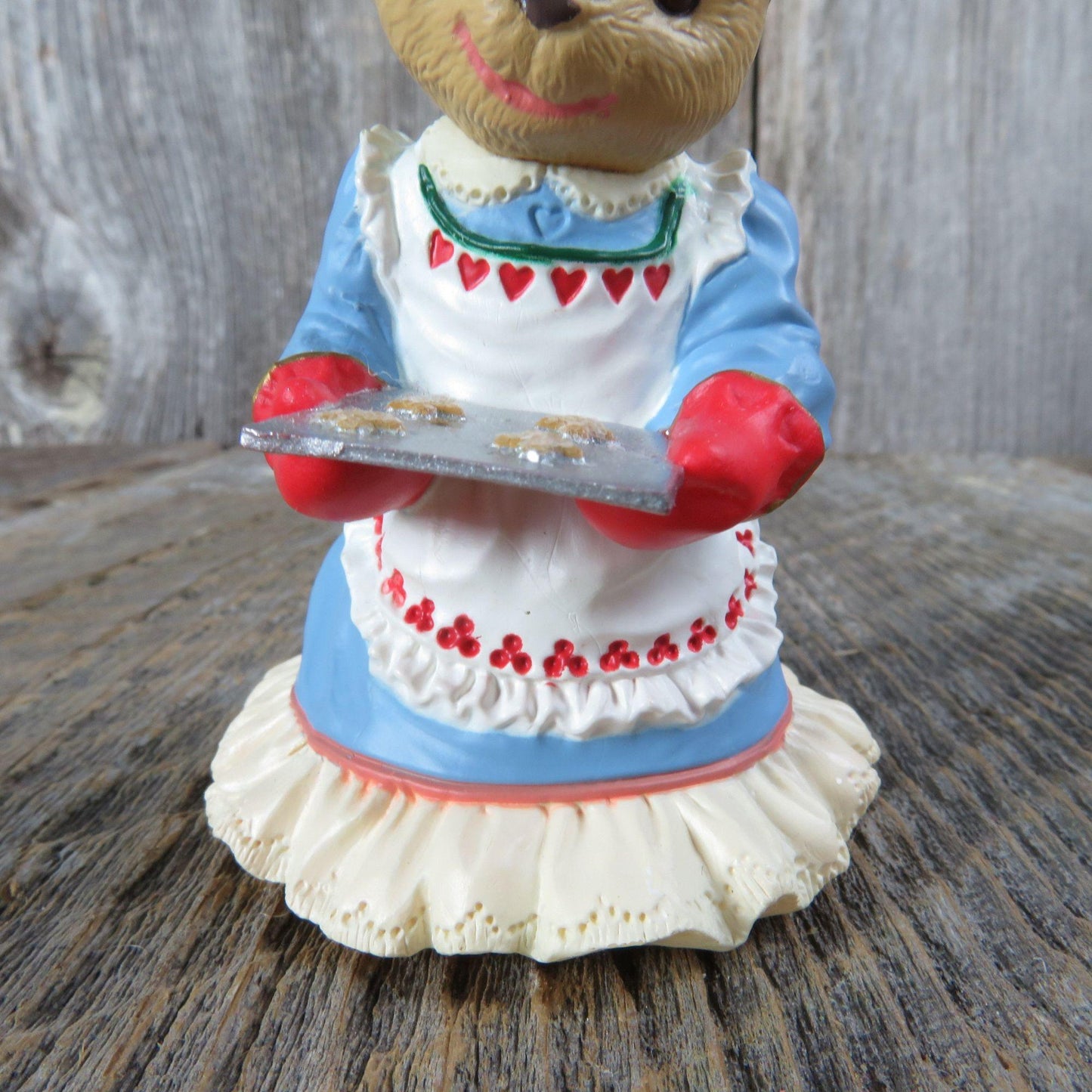 Vintage Mama Bearingers Ornament Bear Lady Cookies Hallmark Christmas Blue Dress Apron 1993