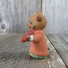Load image into Gallery viewer, Vintage Bear with Violin Figurine Homco Fiddle Music Fall Autumn Orange Green Dress Girl 1422