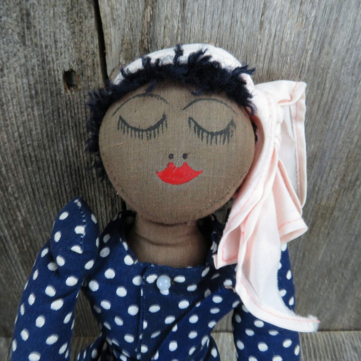 Vintage Black Americana Cloth Rag Doll Folk Primitive Soft Body Handmade Ethnic One of a Kind