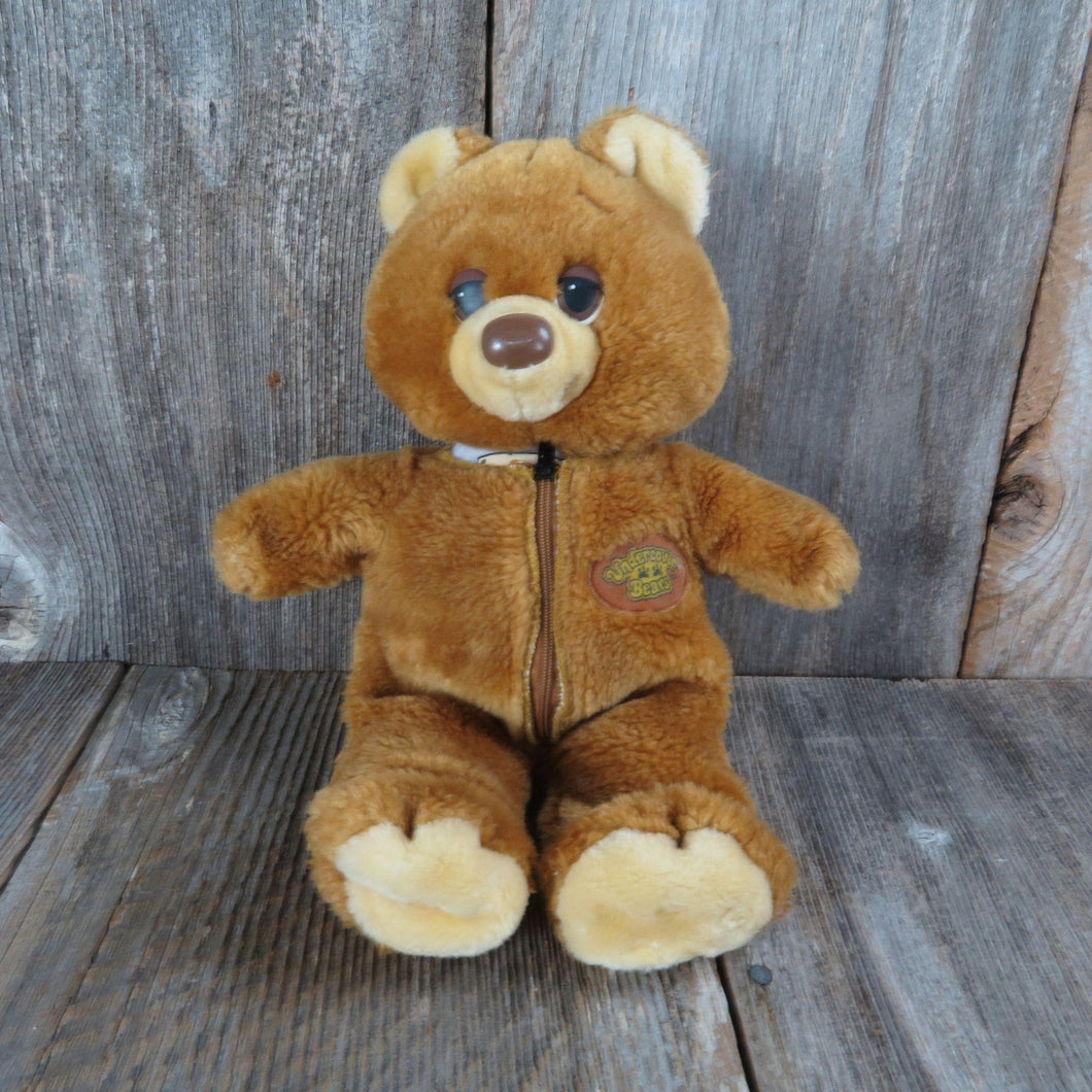 Vintage Brown Teddy Bear Undercover Bear Plush Boy Zipper Font