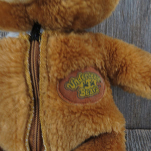 Vintage Brown Teddy Bear Undercover Bear Plush Boy Zipper Font