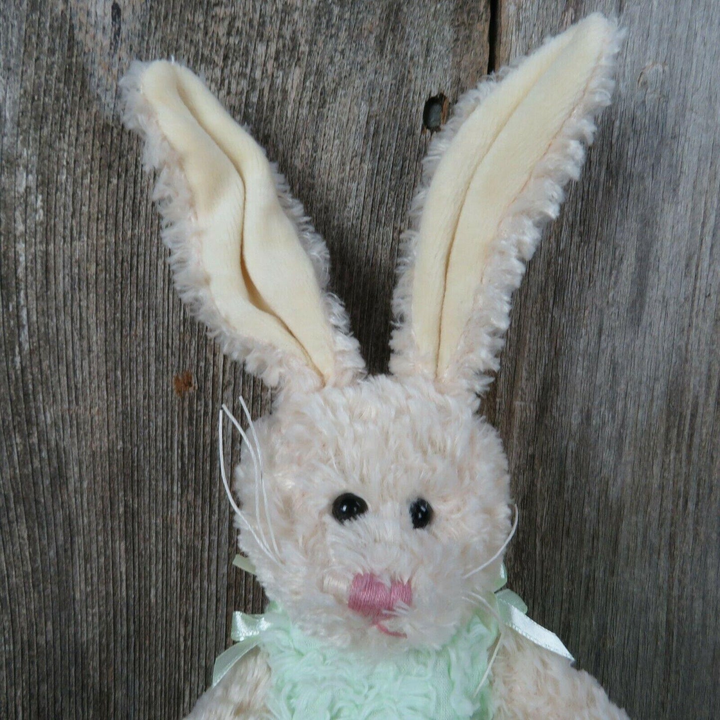 White Bunny with Green Dress Jointed Plush Unipak Rabbit Stuffed Animal Easter