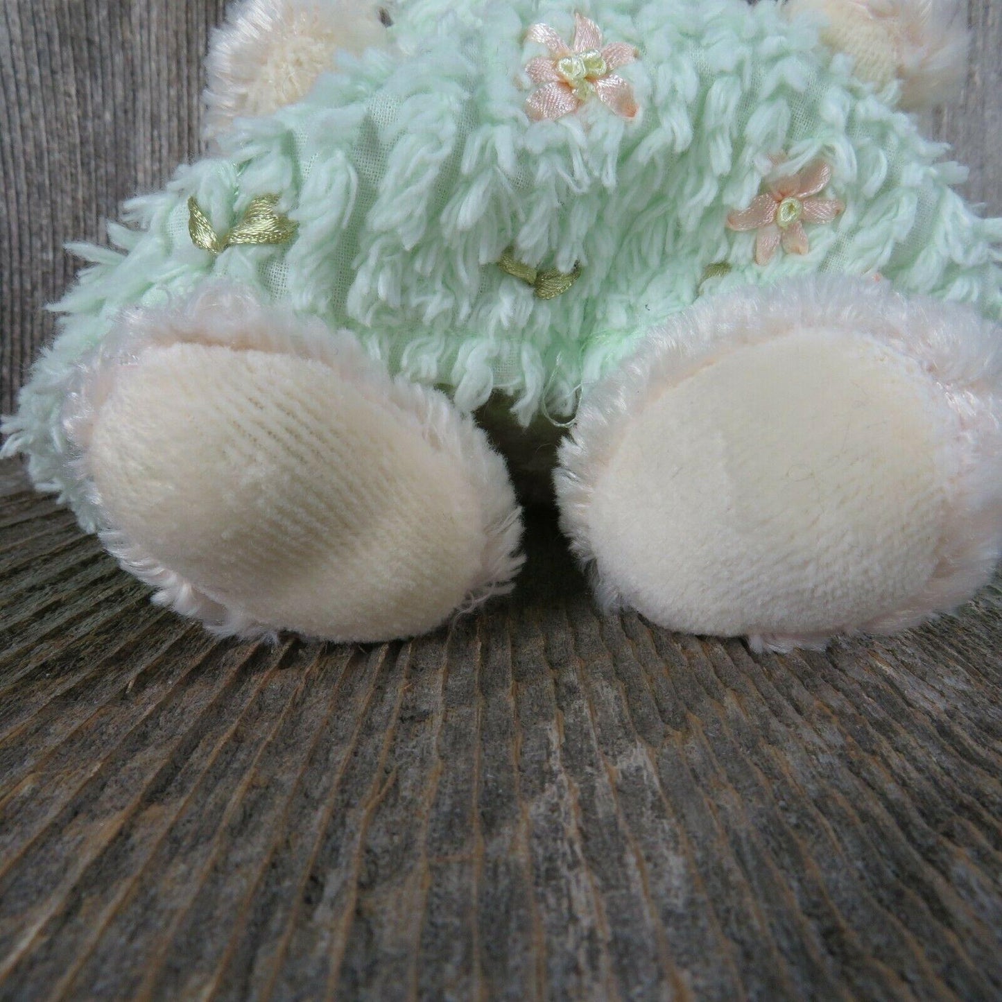 White Bunny with Green Dress Jointed Plush Unipak Rabbit Stuffed Animal Easter