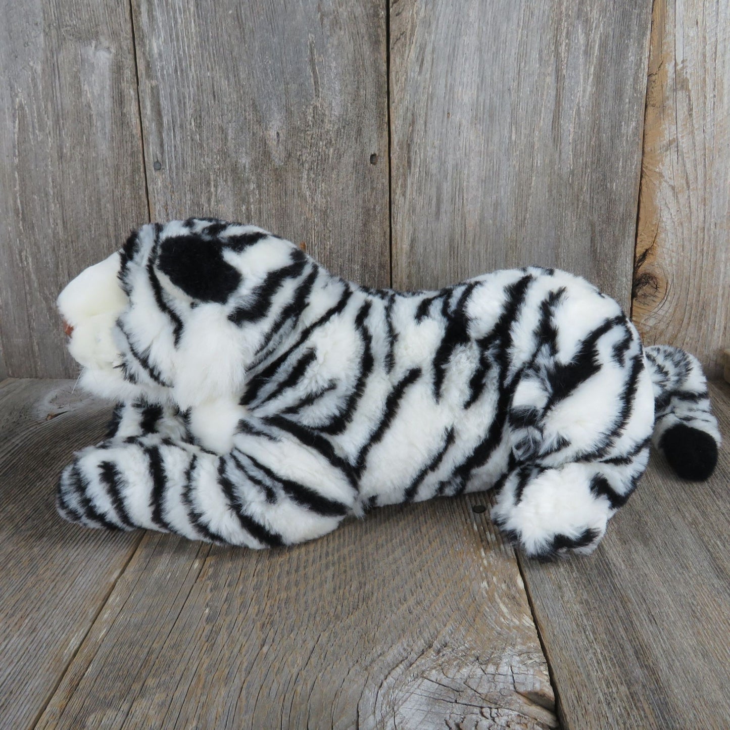 Vintage Tiger Plush Bengal White Cat Stuffed Animal Blue Eyes Wild Beta Toys