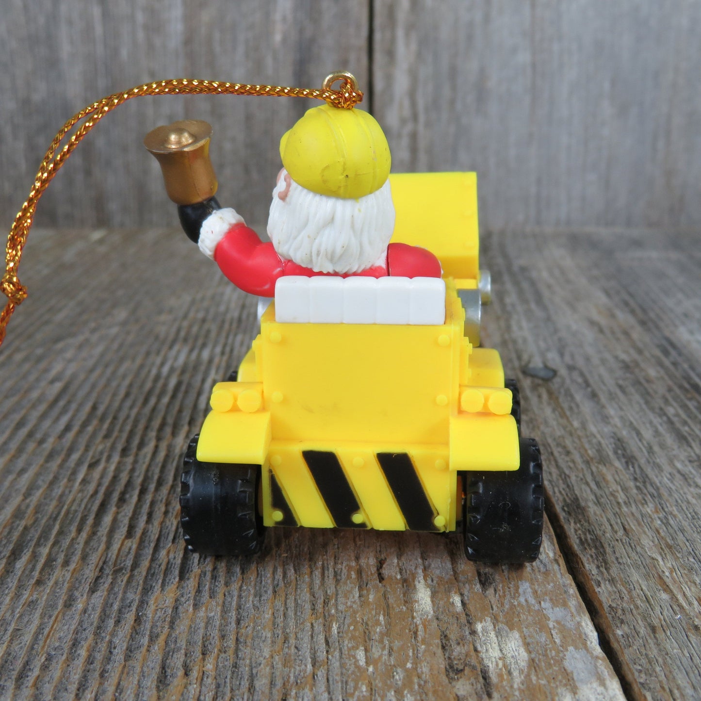 Vintage Santa Bulldozer Ornament Yellow Tractor Equipment Christmas Westmar Digger Teddy Bear Gift Candy Cane