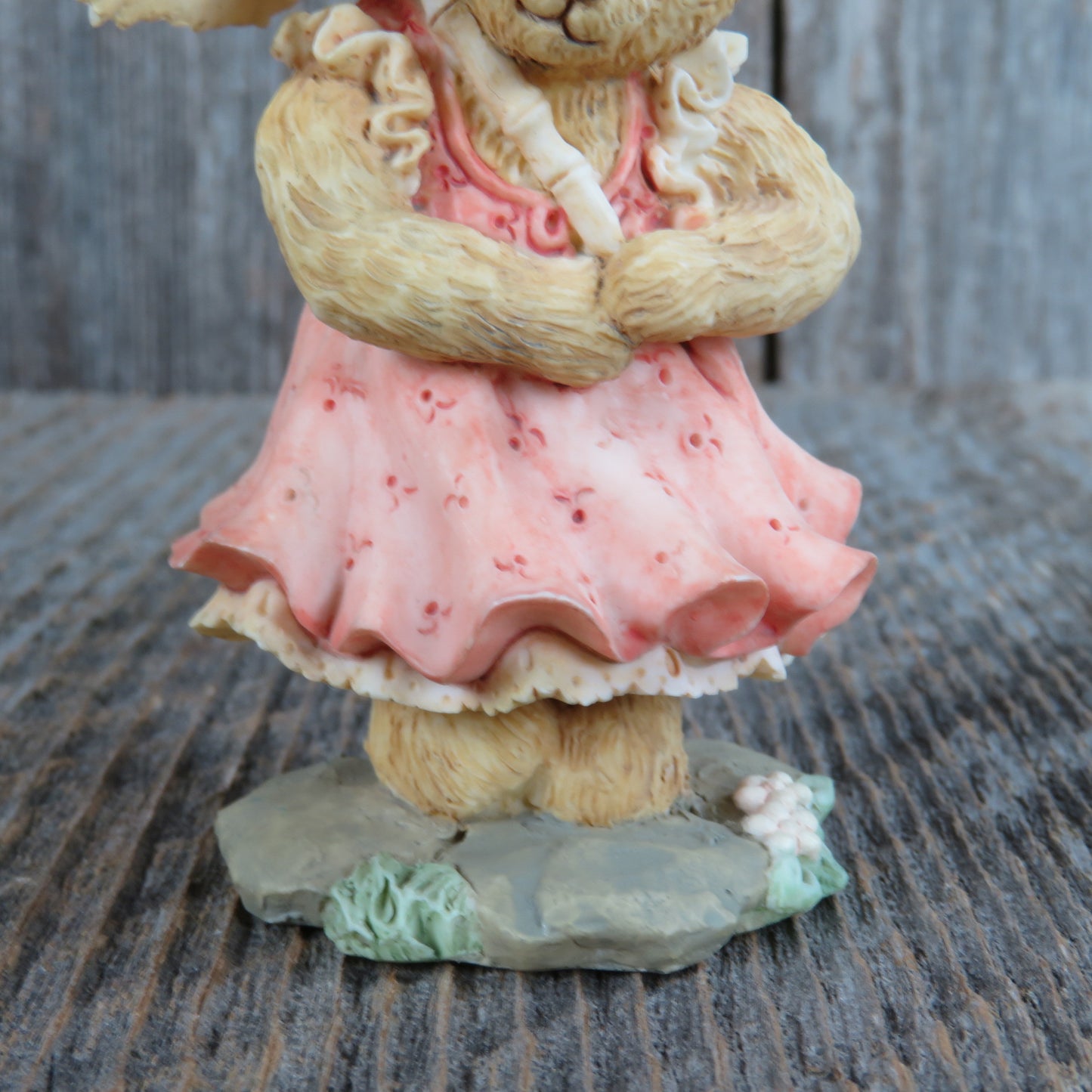 Vintage Bear with Umbrella Figurine Parasol Pink Dress Grandma's Attic Dilly Dally Ganz Resin 1993 TT102