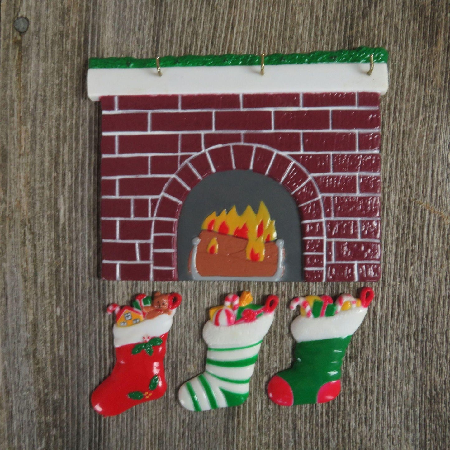 Stocking Fireplace Magnets Vintage Christmas Refrigerator Memo Holder Chimney Fridge