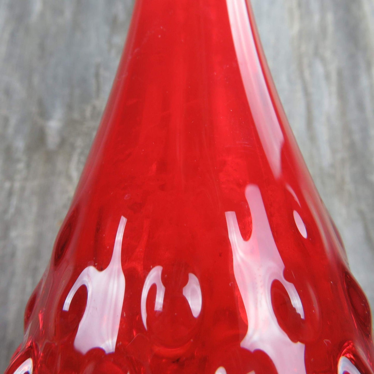 Vintage Fenton Art Glass Red Orange Yellow Hobnail 9" Rose Bud Swung Vase 2 Tone Mid Century Modern Amberina Colonial