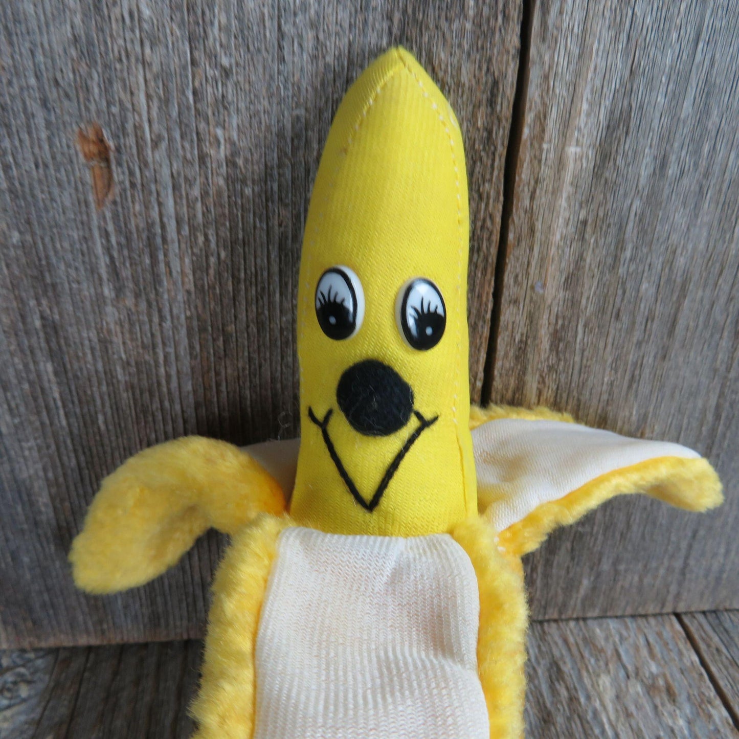 Vintage Peeling Banana Plush Yellow Fruit Stuffed Animal by Nanco