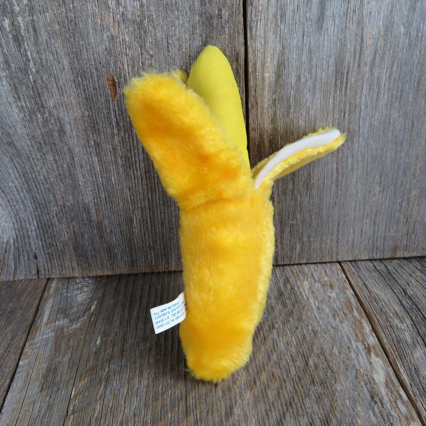 Vintage Peeling Banana Plush Yellow Fruit Stuffed Animal by Nanco