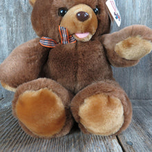 Load image into Gallery viewer, Vintage Brown Teddy Bear Plush Bow Ribbon Plush Parade Ace Stuffed Animal 1988