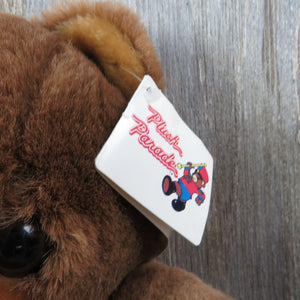Vintage Brown Teddy Bear Plush Bow Ribbon Plush Parade Ace Stuffed Animal 1988