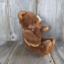 Load image into Gallery viewer, Vintage Brown Teddy Bear Plush Bow Ribbon Plush Parade Ace Stuffed Animal 1988