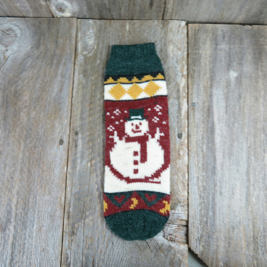 Vintage Wine or Cider Bottle Cover Stocking Knitted Knit Christmas Wool Snowman Red Green ST124 Snow Holiday Decor - At Grandma's Table