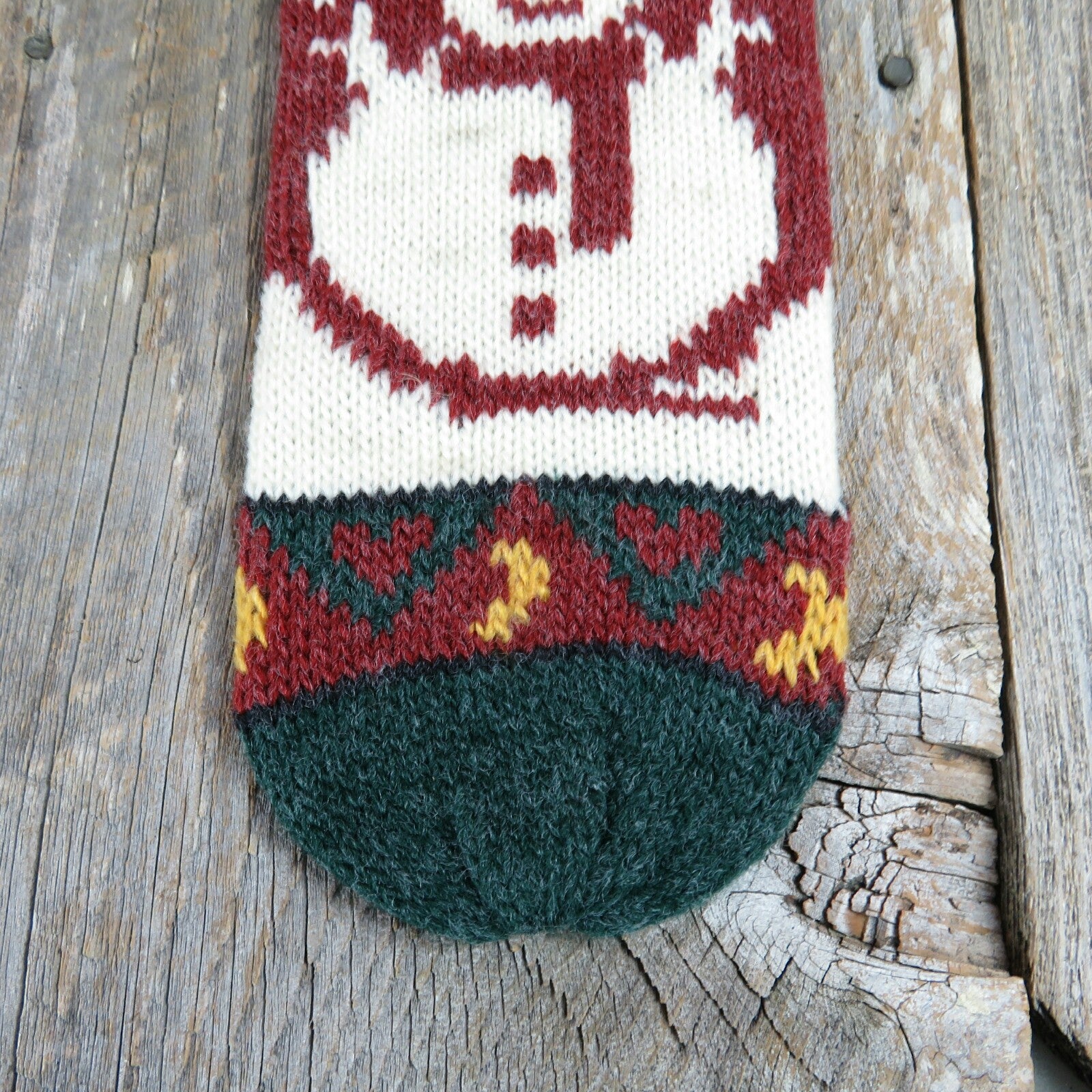 Vintage Wine or Cider Bottle Cover Stocking Knitted Knit Christmas Wool Snowman Red Green ST124 Snow Holiday Decor - At Grandma's Table