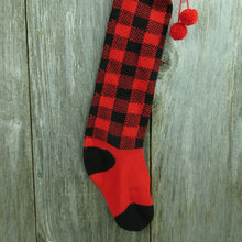 Load image into Gallery viewer, Vintage Buffalo Plaid Knit Stocking Christmas Depart 56 Red Black Logger Cabin Lodge Holiday Decor 1980s - At Grandma&#39;s Table