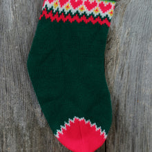 Load image into Gallery viewer, Vintage Reindeer Stocking Striped Hearts Sweater Christmas Red Green Blue Pink Nordic 80s - At Grandma&#39;s Table