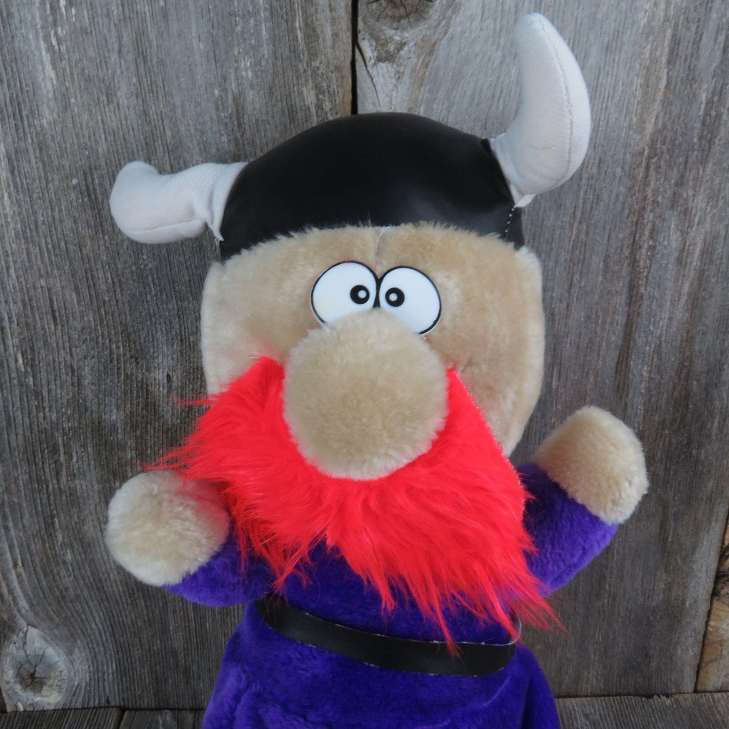 Vintage Viking Plush Doll Novelty Ace Purple Red Beard Horn Helmet Korea Foam Filled