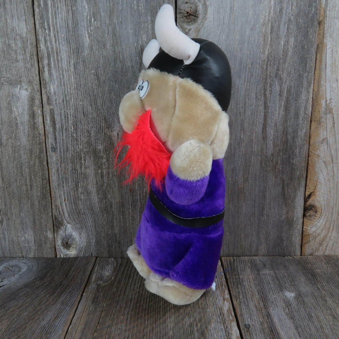 Vintage Viking Plush Doll Novelty Ace Purple Red Beard Horn Helmet Korea Foam Filled