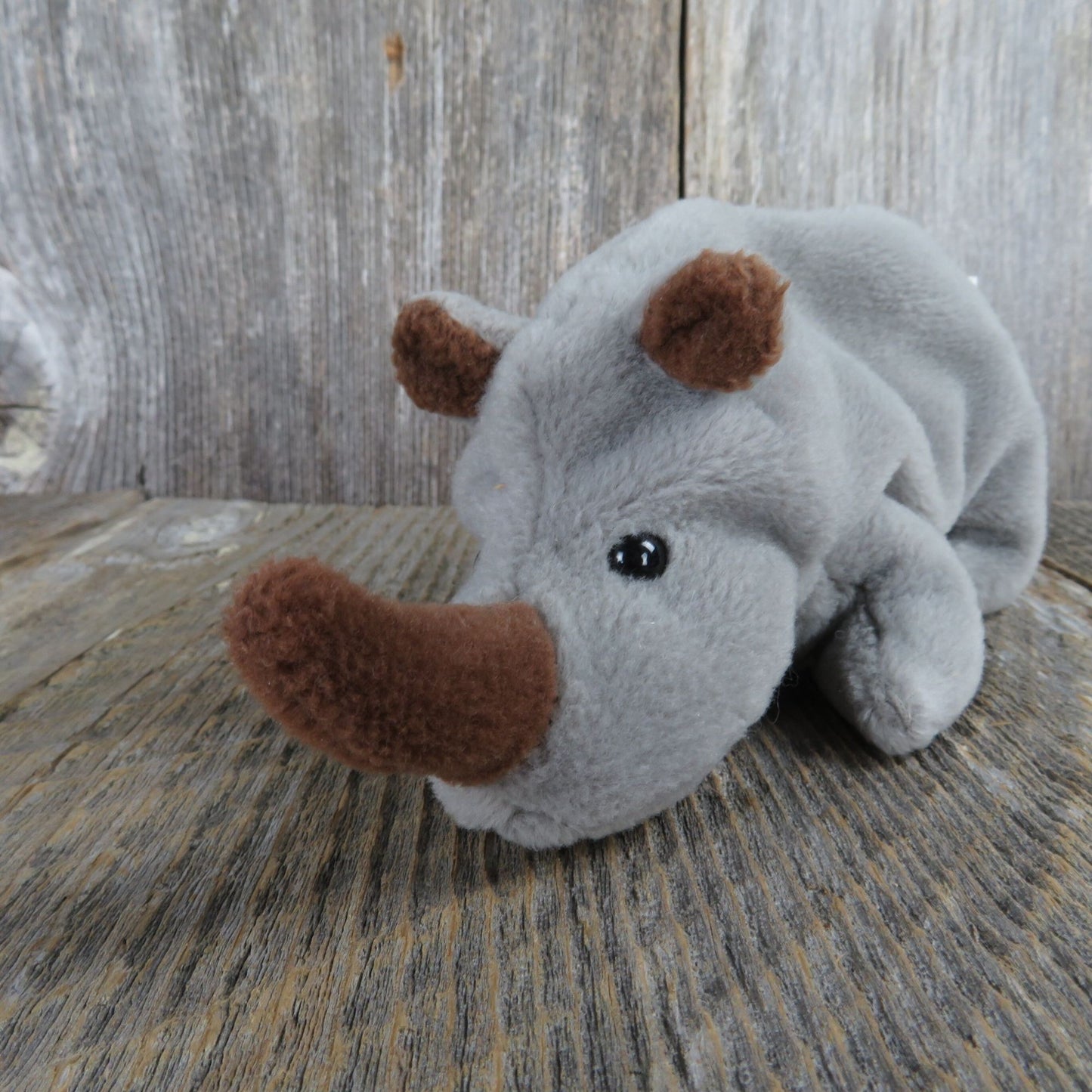 Vintage Rhinoceros Plush Ty Spike Beanie Babies Grey 1996