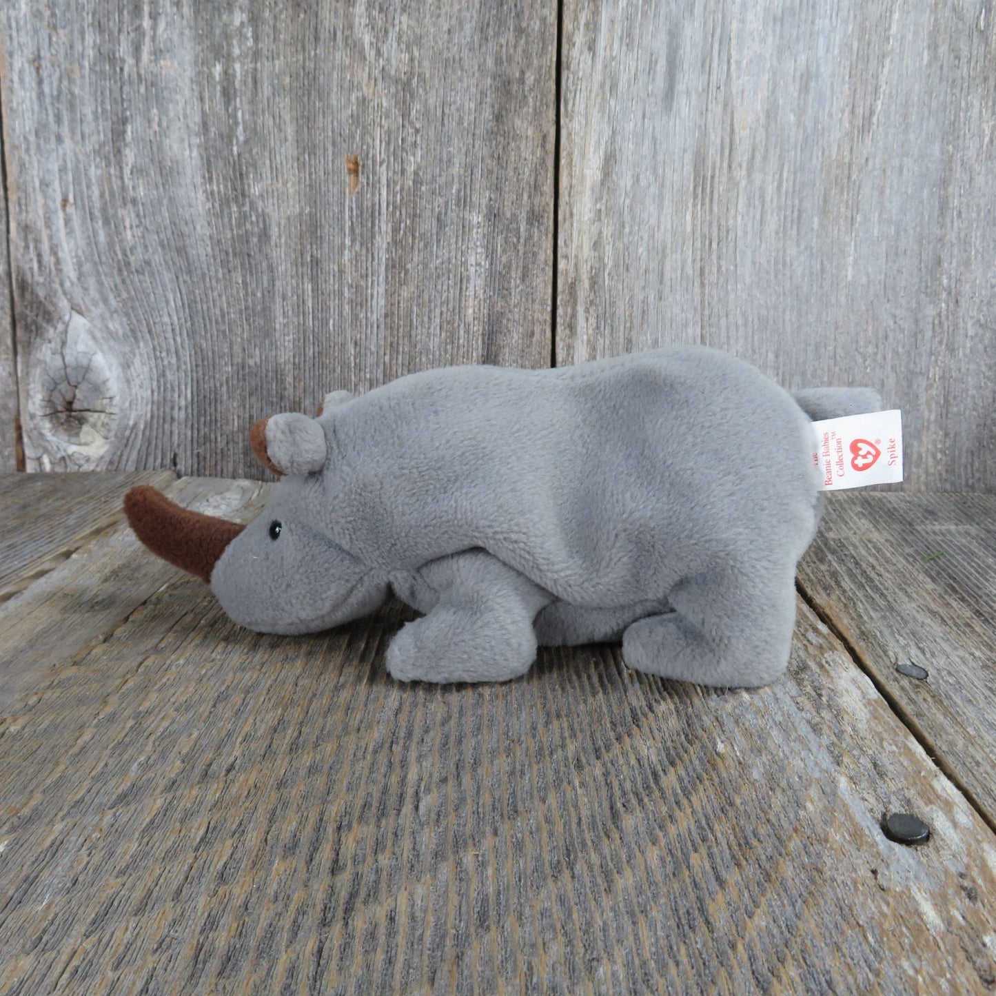 Vintage Rhinoceros Plush Ty Spike Beanie Babies Grey 1996