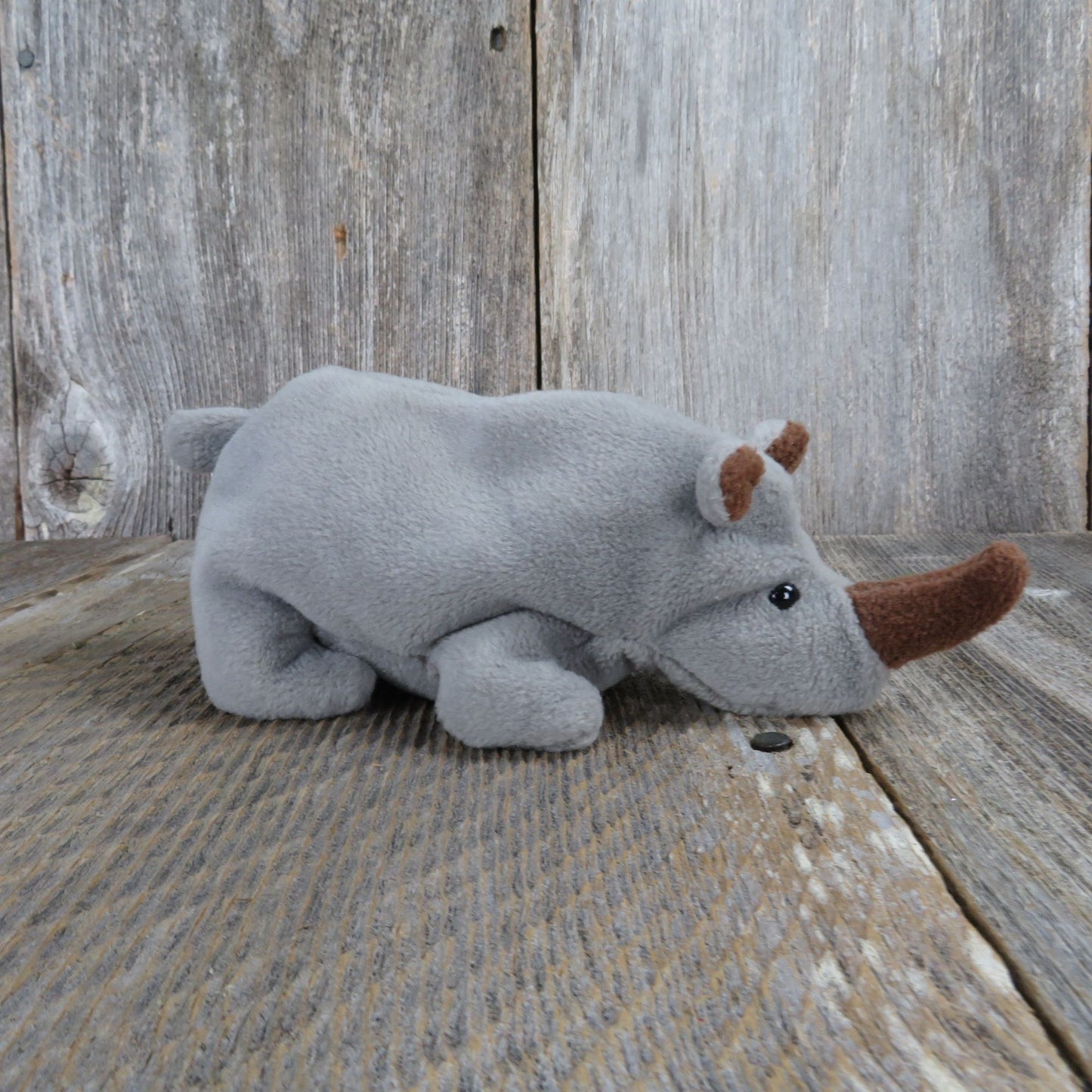 Vintage Rhinoceros Plush Ty Spike Beanie Babies Grey 1996