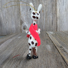 Load image into Gallery viewer, Vintage Wood White Giraffe Ornament Knit Scarf Wooden Christmas Gift