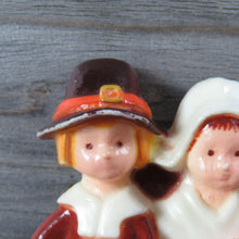 Load image into Gallery viewer, Vintage Pilgrim Couple Boy Girl Pin Brooch Thanksgiving Plastic Holiday Hong Kong
