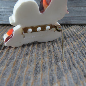 Vintage Pilgrim Couple Boy Girl Pin Brooch Thanksgiving Plastic Holiday Hong Kong