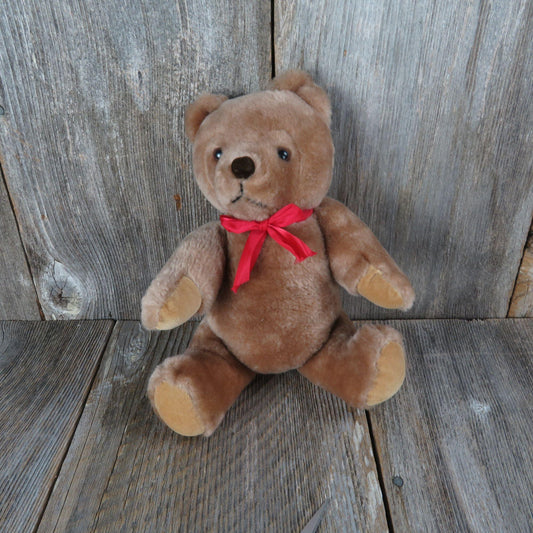 Vintage Teddy Bear Plush Charm Co Brown Jointed Tan Flocked Nose Stuffed Animal