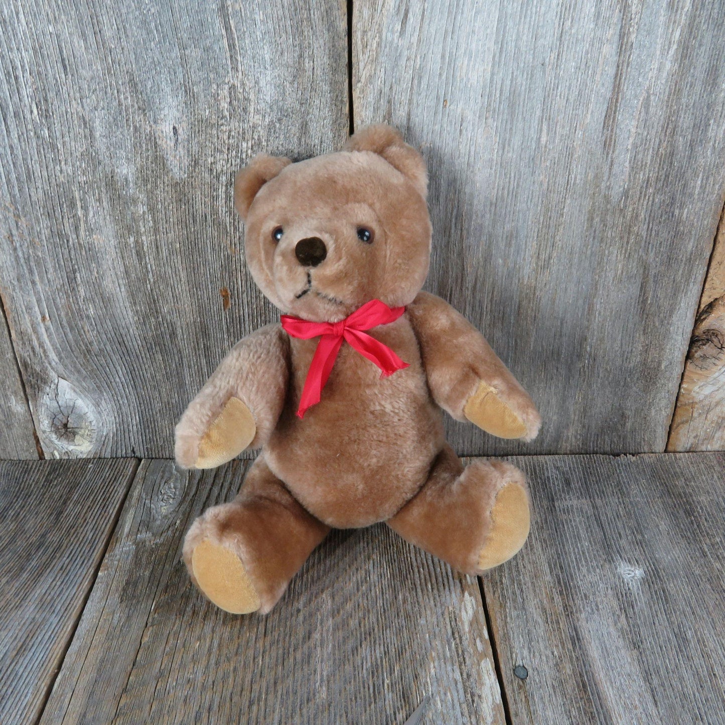 Vintage Teddy Bear Plush Charm Co Brown Jointed Tan Flocked Nose Stuffed Animal