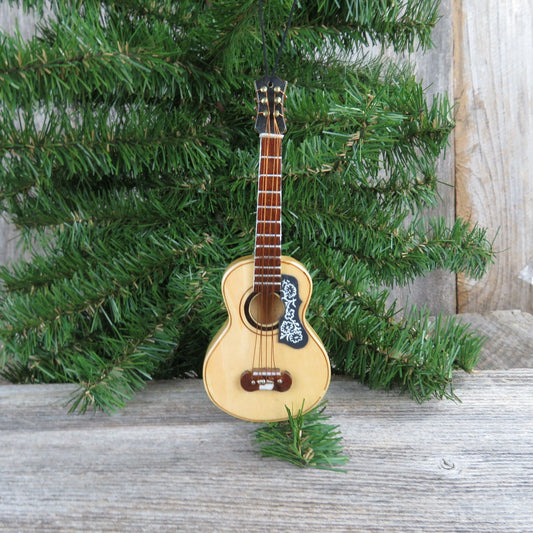 Guitar Ornament Wood Acoustic Brass Strings Christmas Musical