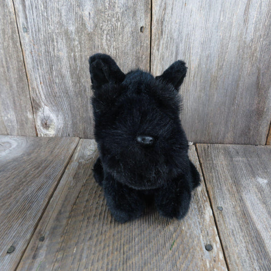 Vintage Black Scottie Schnauzer Plush Dog Puppy Dakin 1989