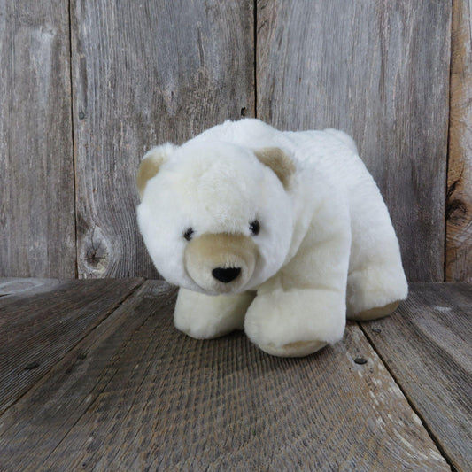 Vintage White Teddy Bear Plush Polar Bear Standing All Fours Import Toys Korea