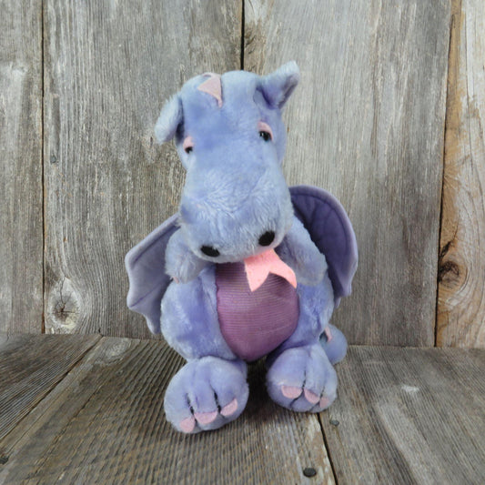 Vintage Dragon Plush Purple Dakin Pink Blue Stuffed Animal 1983 Toy Doll