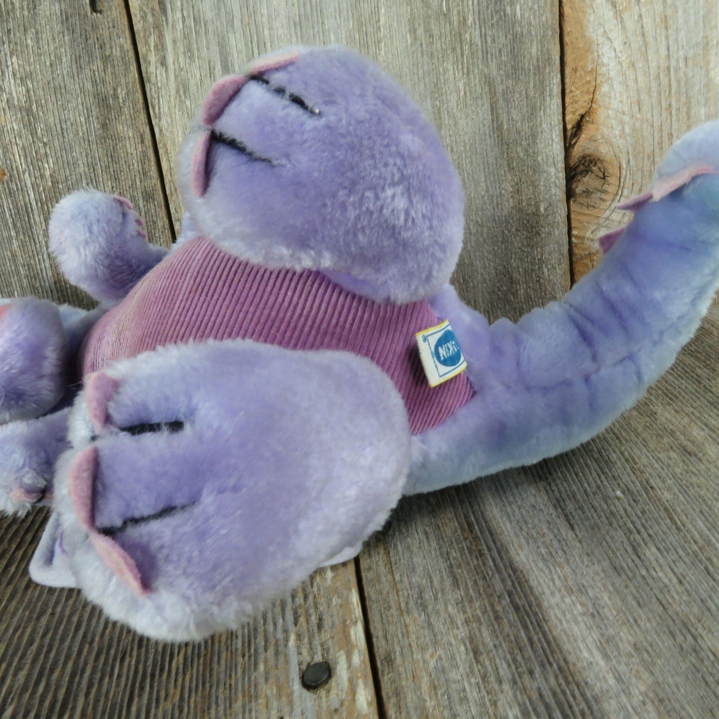 Vintage Dragon Plush Purple Dakin Pink Blue Stuffed Animal 1983 Toy Doll