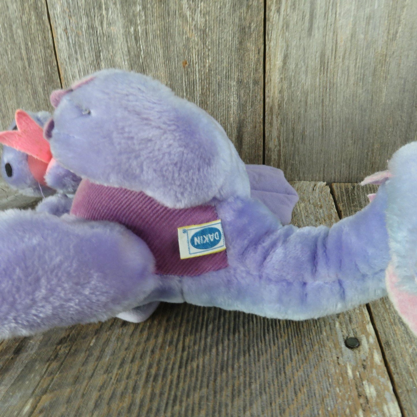 Vintage Dragon Plush Purple Dakin Pink Blue Stuffed Animal 1983 Toy Doll