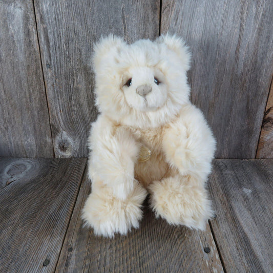 Vintage Teddy Bear Plush Cream Puff Collector's Classic Cream Shaggy Long Hair Gund Korea 1987