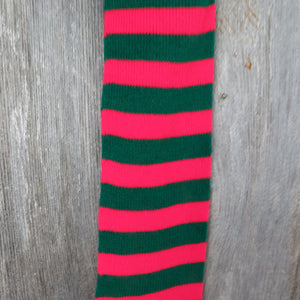 Vintage Knit Striped Christmas Stocking Red Green Stripes Knitted 1980s