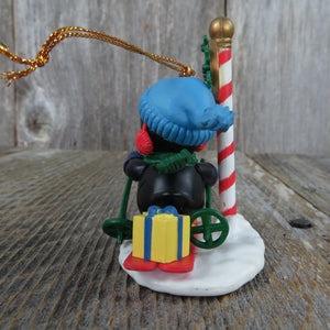 Vintage Penguin Skiing Ornament North Pole Christmas Blue Hat Present Westmar 1995