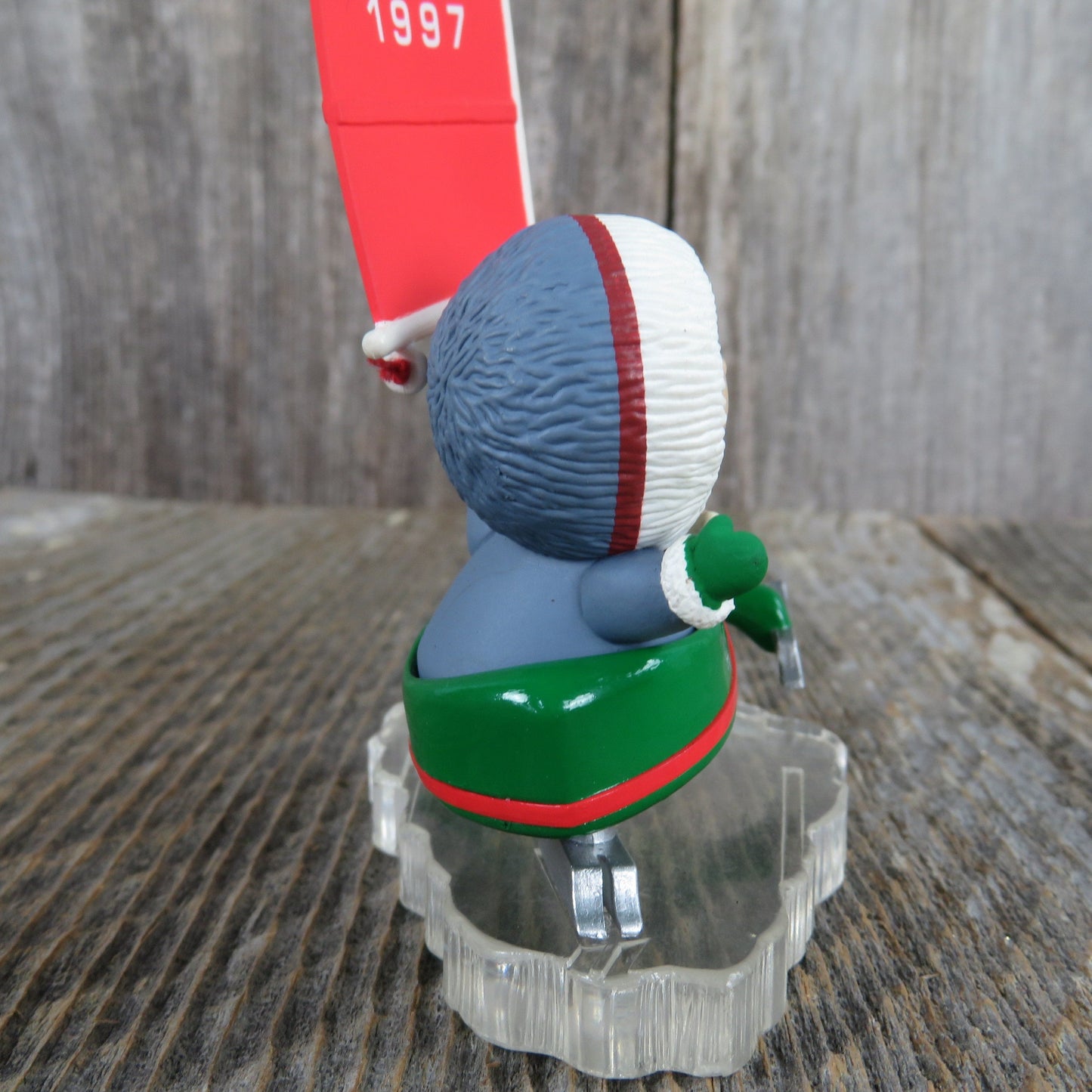 Vintage Iceboat Frosty Friends Ornament Wolf Husky Eskimo Hallmark Sailboat Ice Sailing Christmas 1997