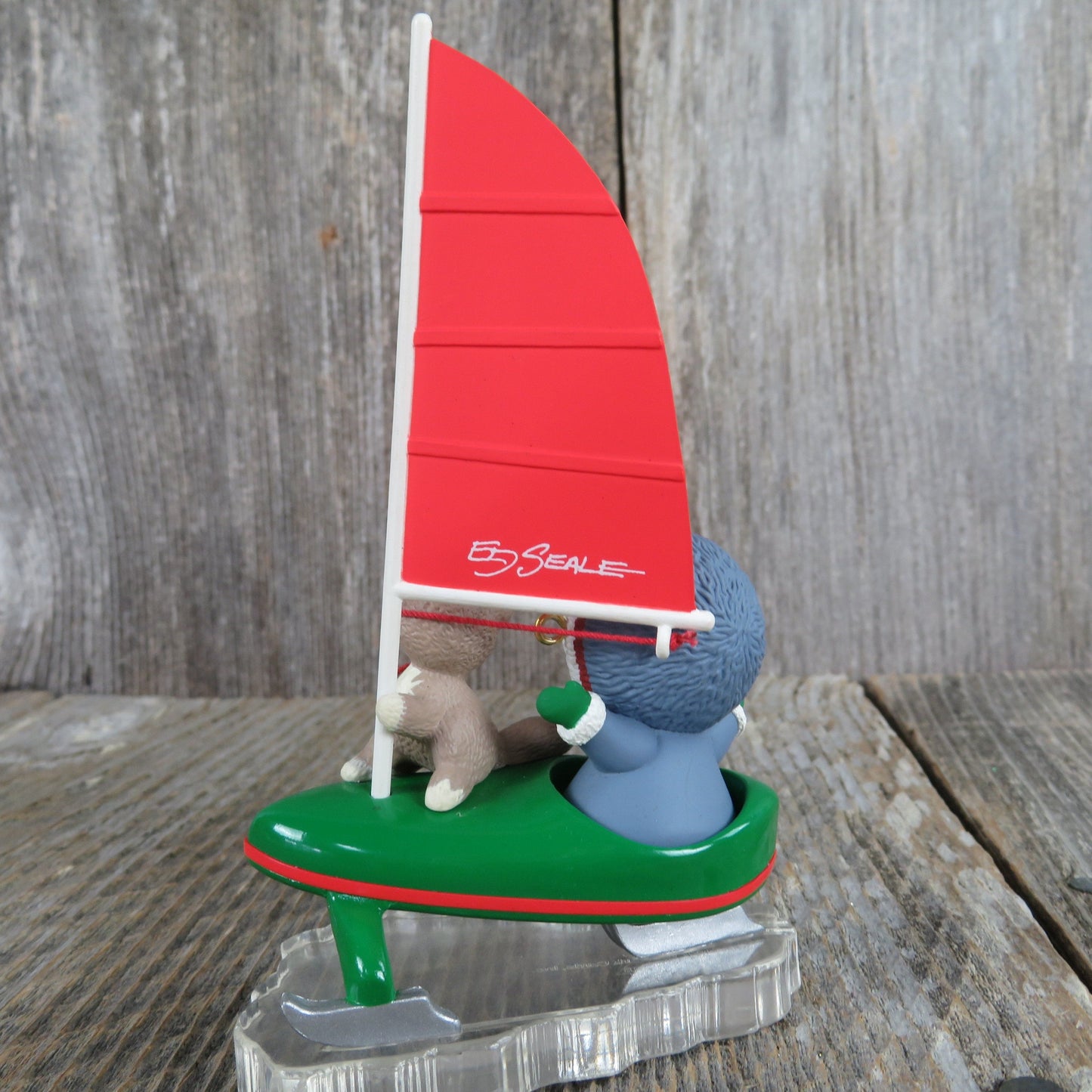 Vintage Iceboat Frosty Friends Ornament Wolf Husky Eskimo Hallmark Sailboat Ice Sailing Christmas 1997