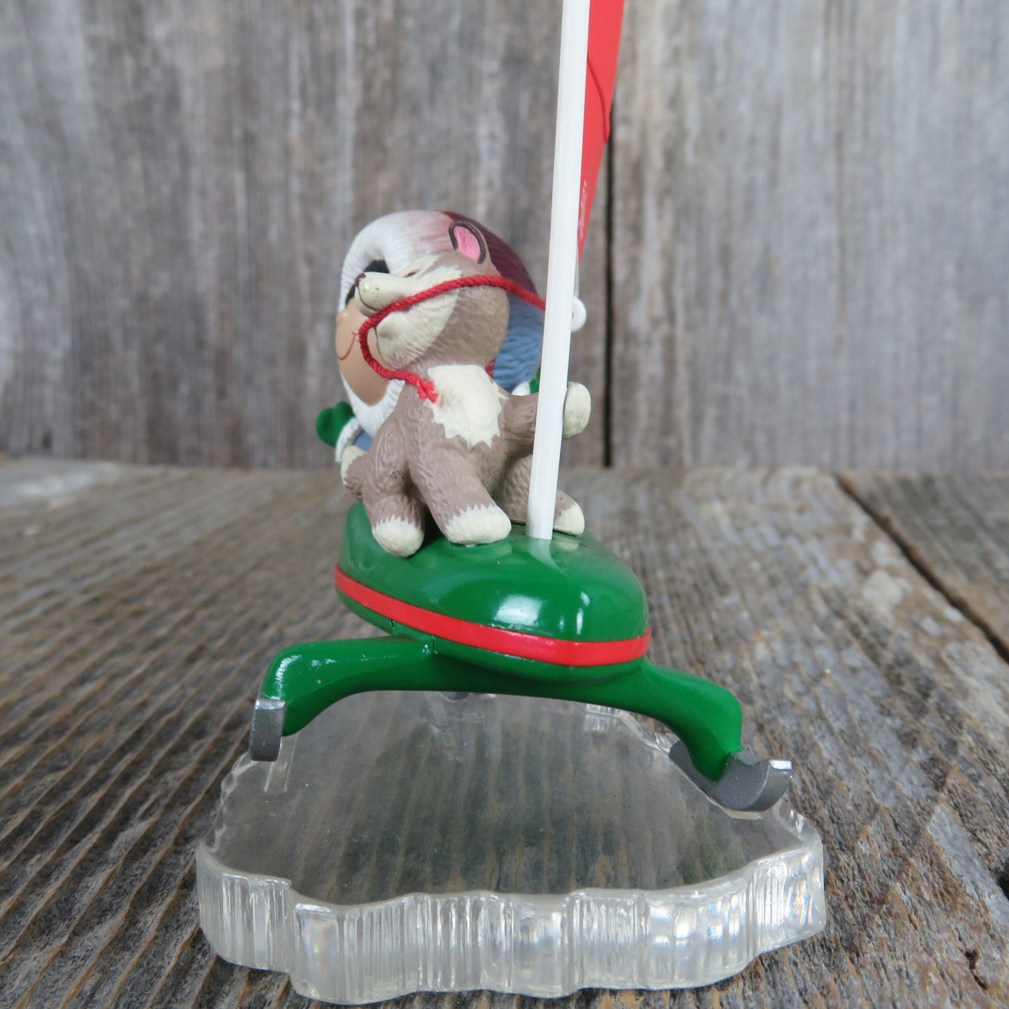 Vintage Iceboat Frosty Friends Ornament Wolf Husky Eskimo Hallmark Sailboat Ice Sailing Christmas 1997